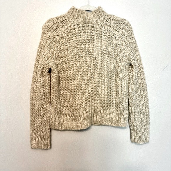 VINCE Marled Shaker Stitch Raglan Sleeve Pullover Fisherman Sweater - Picture 2 of 9